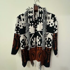 Vintage rare Hermes Black and Brown Patterned Sweater
